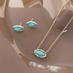 BRINCO NAVETE PEQUENO PEDRA NATURAL AMAZONITA - loja online