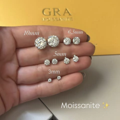 BRINCO PRATA 925 PEDRA REDONDA COM PONTO DE LUZ 5 MM/ MOISSANITE - Kalanchoe Semijoias 