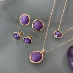 COLAR REDONDO PEDRA NATURAL JADE AMETISTA M - loja online