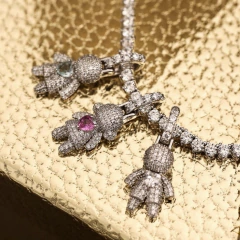 PINGENTE DE RIVIERA PRATA 925/ MENINO CRAVEJADO CORACAO CENTRAL\ CRISTAL na internet