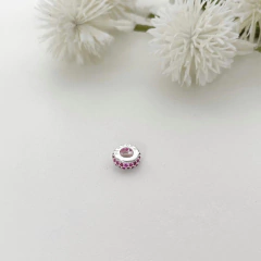 BERLOQUE PASSADOR FINO ZIRCÔNIAS ROSAS PRATA