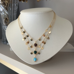 CHOKER MEDALINHAS COM PINGENTE REDONDO RESINADO PEQUENO - comprar online