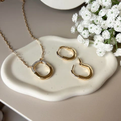 COLAR PRATA 925 OVALADA MEIA CRAVACAO/ INSPIRAÇÃO/ DOURADO - loja online