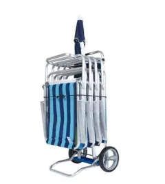 CARRITO DE PLAYA Y MESA PORTA CONSERVADORA Y SILLAS MOR ALUMINIO en internet