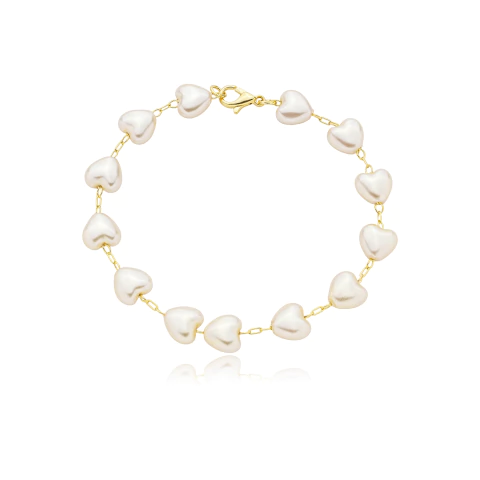 Pulseira Corações de Pérola