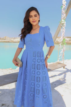 Vestido esmeralda - azul céu (liso) - loja online