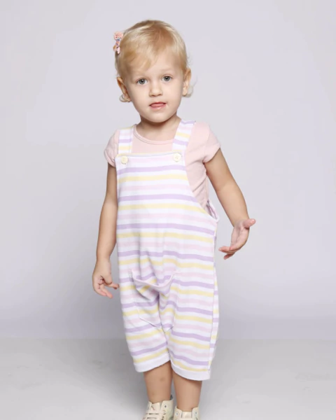 Jardineira Candy color listras - comprar online