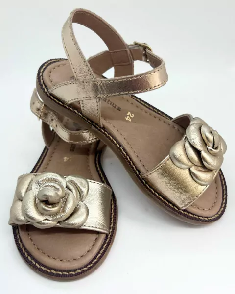 Sandália Infantil de Couro Dourada