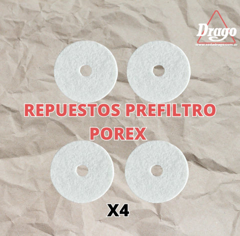 4 repuestos Porex para Prefiltro