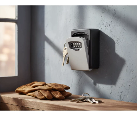 MINI CAJA FUERTE GUARDA LLAVES AIRBNB SEGURIDAD COMBINACION PLATEADO