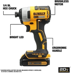 DEWALT Kit de destornillador de impacto inalámbrico de 20 V MAX 2 baterías y cargador en internet