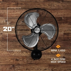 Ventilador Hurricane Pro de metal, alta velocidad, Aluminio, Negro, 20 pulgadas - comprar online