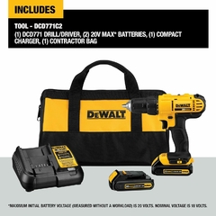 Kit de taladro compacto DeWalt DCD771C2 de 20 vatios - comprar online