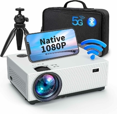 Proyector 4K con WiFi 5G y Bluetooth, 450 ANSI Native 1080P Mini proyector