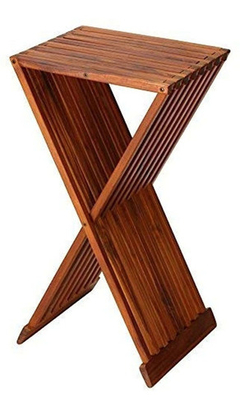 Mesa Auxiliar Plegable En Madera Maciza De Teca, Marrón