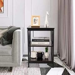 Mesa Auxiliar De Madera Color Marrón Oscuro Con 3 Niveles. - comprar online
