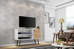Mueble Para Tv Con Estantes De Madera Color Blanco Y Marrón - comprar online