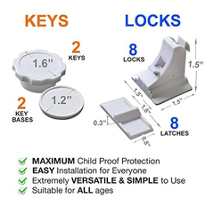 Seguridad Magnético Gabinete Cerraduras 8 locks & 2 llaves P - Danielle's Store