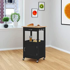 Estanterías, Carro Para Cocina Con Parte Superior De Madera - comprar online