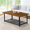 Mesa De Centro Con Estante De Metal-madera,negro-marrón