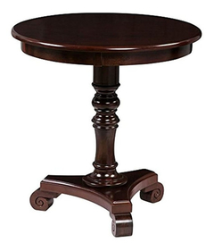 Mesa Auxiliar Redonda De Madera Maciza Color Marrón. en internet