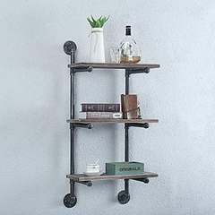 Estantería Flotante De Metal Y Madera Marrón/3 Niveles - comprar online