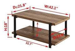 Mesa De Centro Con Estante De Madera Y Metal Color Marrón. - tienda online