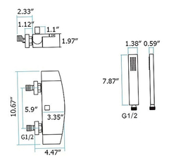 Imagen de Kunmai-grifo De Pared Para Bañera Con 2 Asas Cromado Y Negro