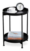 Mesa Auxiliar De Metal Color Negro De 2 Niveles.