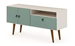 Mueble Para Tv Con Estante De Madera Verde-blanco De 53.94in - Danielle's Store