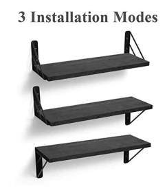 Estantería Flotante Multifuncional De Madera Color Negro. - comprar online
