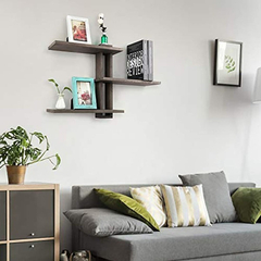 Estanteria Flotante De Madera Color Gris/ 3 Niveles. - comprar online