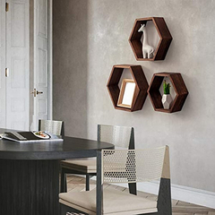 Estantería Flotante Hexagonales 3 Unidades, De Madera Marrón en internet