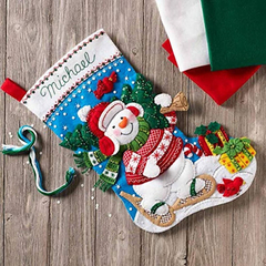 Bucilla 18-inch Calcetín De Navidad Fieltro Appliqué Kit - Danielle's Store