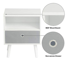 Mesa De Noche Con Cajón Y Estante De Madera Color Blanco. en internet