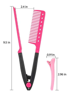 1 Peine Alisador De Pelo Con 4 Pinzas De Pelo (rosa) - comprar online