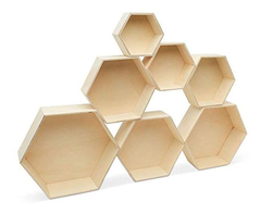 Estantes Flotantes De Madera Hexagonales Con Respaldo, Juego - Danielle's Store