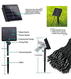 Toodour 200 Luces Led Solares De Cadena (7 Opciones De Color