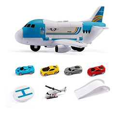 Set Juguetes Con Avión De Carga De Transporte Y 4 Carros - comprar online