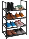 Organizador De Zapatos Plástico Y Tela Negra 4 Niveles.
