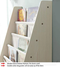 Estantería De Madera Color Beige Para Libros De Niños. - tienda online