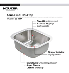 Fregadero De Barra Pequeña Para Montaje Bajo Houzer - Danielle's Store