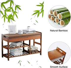 Organizador De Zapatos Con Cojín Y Bambú Marrón/3 Niveles. - tienda online