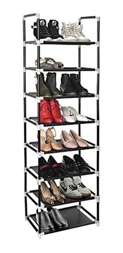 Organizador De Zapatos Apilable De Metal Negro 8 Niveles.
