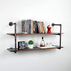 Estantería Flotante De Metal Y Madera Color Negro/2 Unidades - comprar online