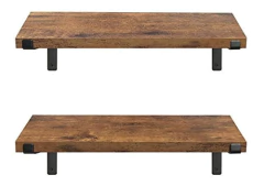 Estantería Flotante De Madera Y Metal Color Marrón/2 Piezas. - tienda online