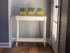 Mesa Auxiliar De Madera Color Blanco De 11.8 X 28.25 In. - tienda online