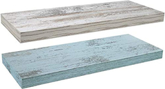 Imagen de Estantería Flotante De Pared, 2 Niveles, Color Azul Y Blanco