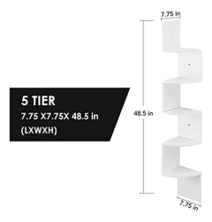 Estantería Esquinera Flotante De Madera Blanco/5 Niveles. - comprar online