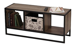 Mesa Auxiliar De Metal Y Madera Color Negro-marrón/3 Niveles - comprar online